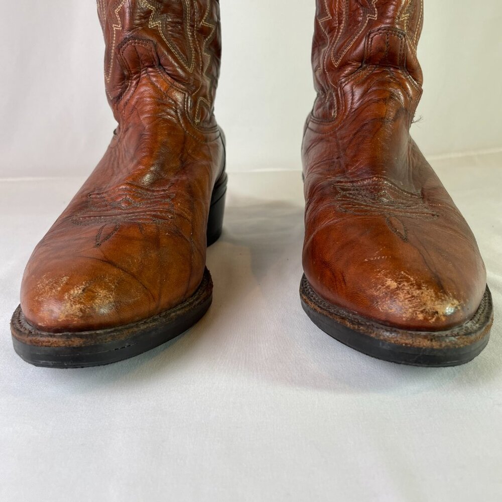 Abilene Men's Size 9D Cowboy Western Boots Brown Leather Vibram Sole - Picture 6 of 16